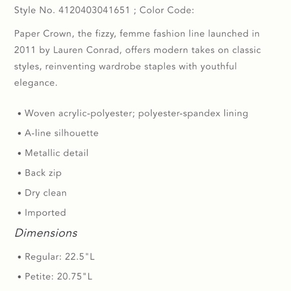 Anthropologie PaperCrown Metallic Cream Ivory Skirt Women’s Size 6 - Picture 8 of 8